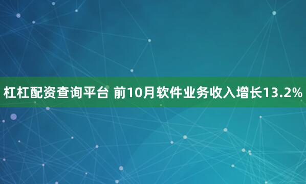 杠杠配资查询平台 前10月软件业务收入增长13.2%